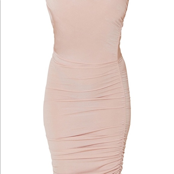 One shoulder slinky ruched stone midi dress - Picture 4 of 5
